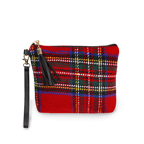 TARTAN POUCH BAG W/WRISTLET