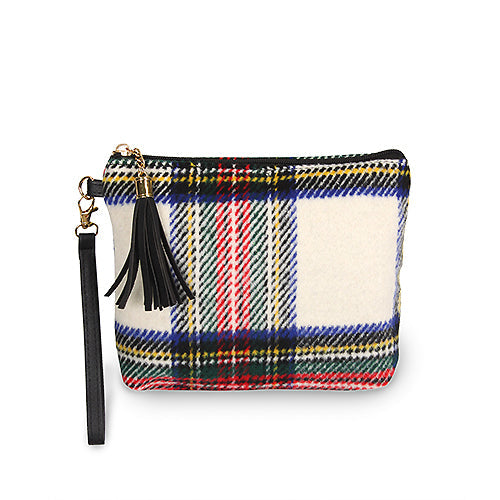 TARTAN POUCH BAG W/WRISTLET