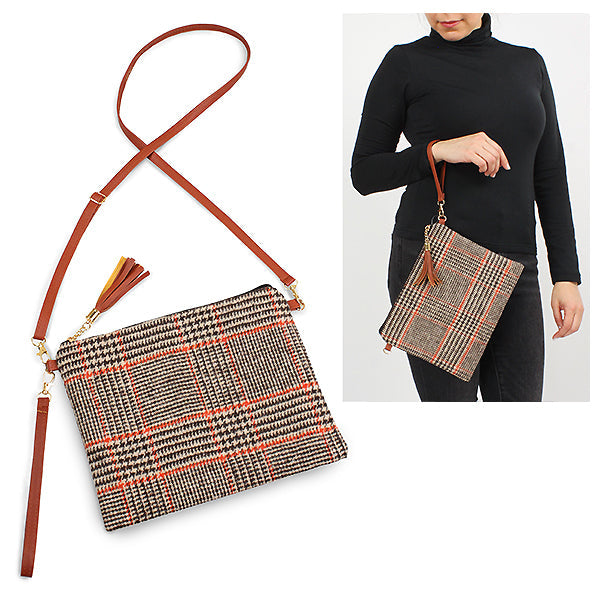 GLEN CHECK CROSSBODY/CLUTCH BAG