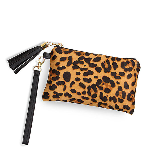 LEOPARD PRINT POUCH BAG W.WRISTLET