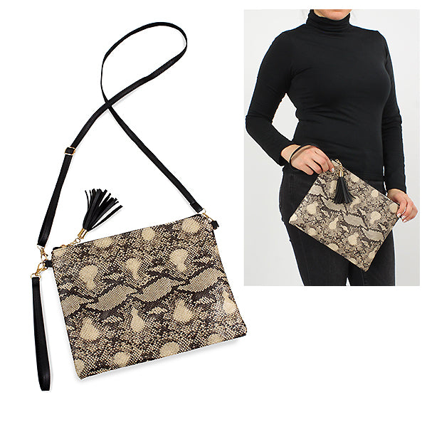 PYTHON PRINT CROSSBODY/CLUTCH BAG