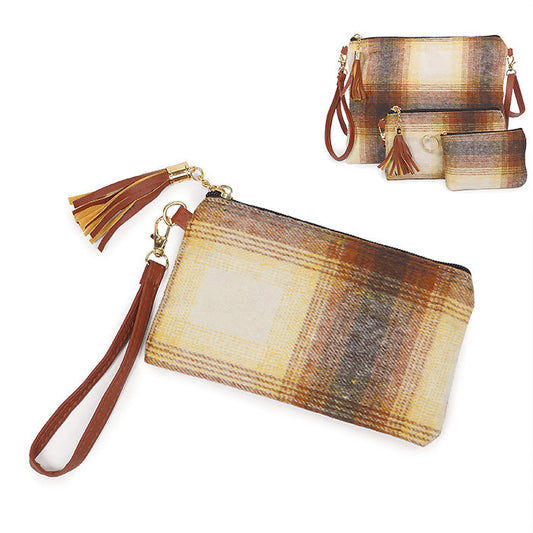 PLAID WALLET CLUTCH W.WRISTLET