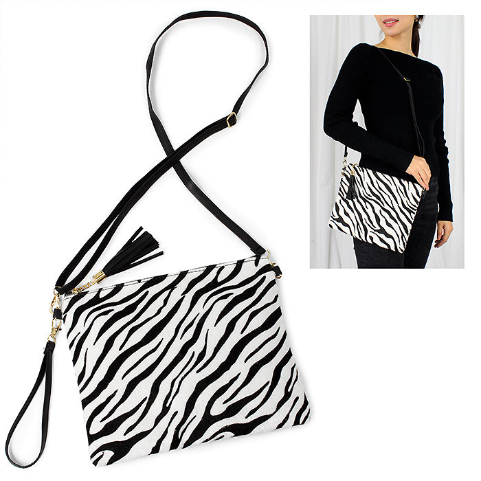 ZEBRA HAIR CROSSBODY/CLUTCH BAG