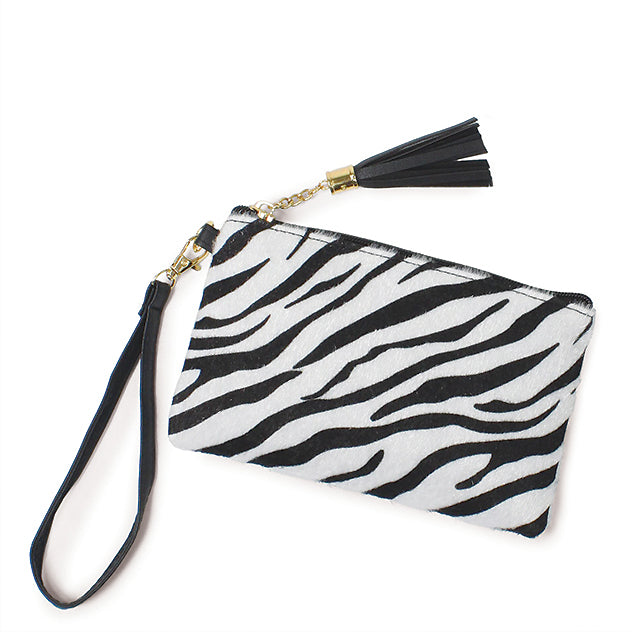 ZEBRA HAIR WALLET CLUTCH W.WRISTLET