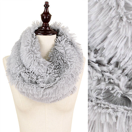 SOLID COLOR FAUX FUR TWISTED TUBE SCARF