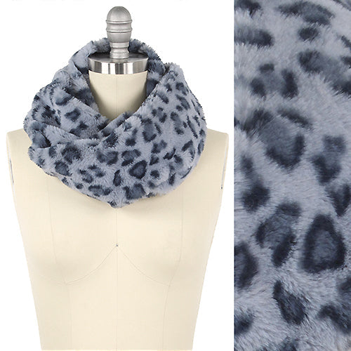 LEOPARD PRINT FUAX FUR TUBE SCARF