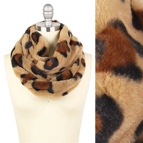 LEOPARD PRINT FUR INFINTY SCARF