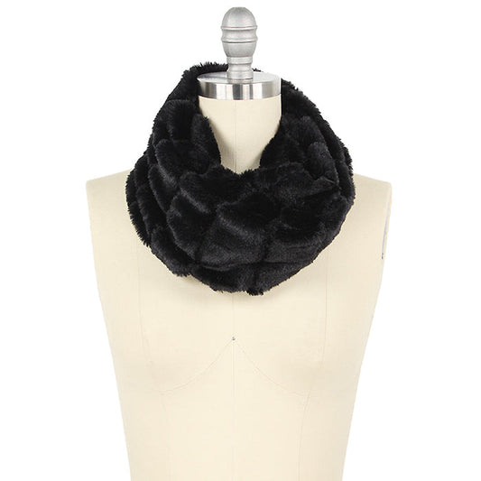 STRIPE FUR TWISTED TUBE SCARF