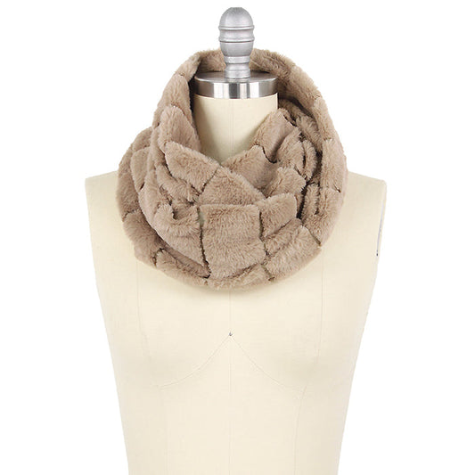 STRIPE FUR TWISTED TUBE SCARF