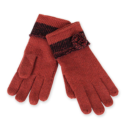 POMPOM DECO KNIT GLOVES