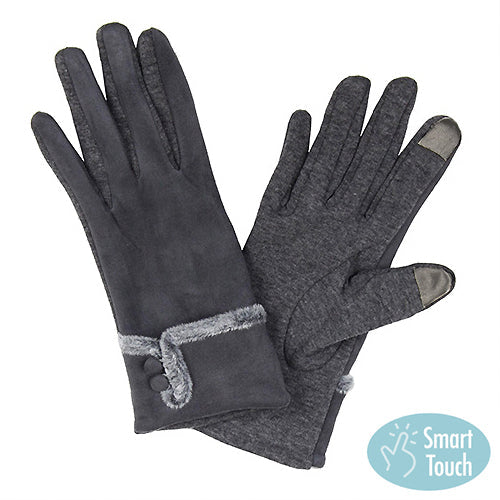 FAUX SUEDE GLOVES W/ SMART TOUCH