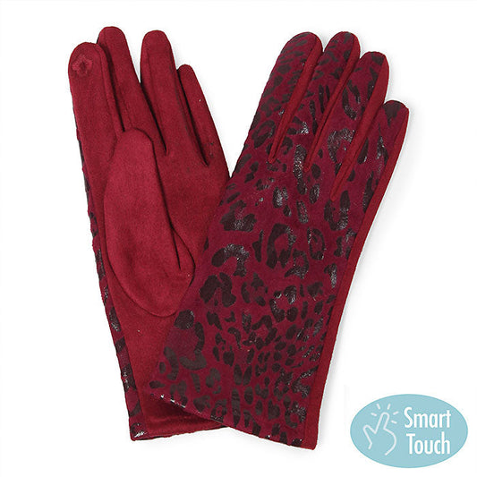ANIMAL PRINT FAUX SUEDE GLOVES