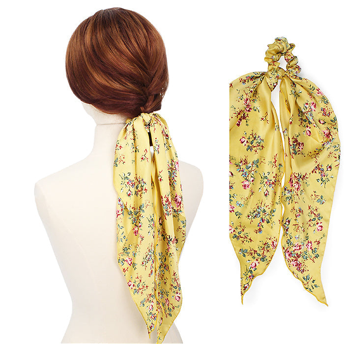 FLOWER PRINT SATIN HAIR SCARF