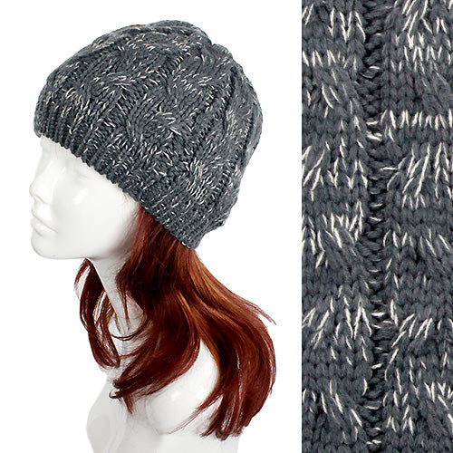 TWO TONE CABLE KNIT BEANIE