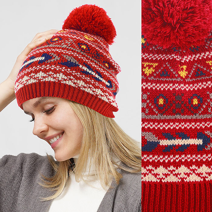 ETHNIC/TRIBAL PATTERN KNIT HAT