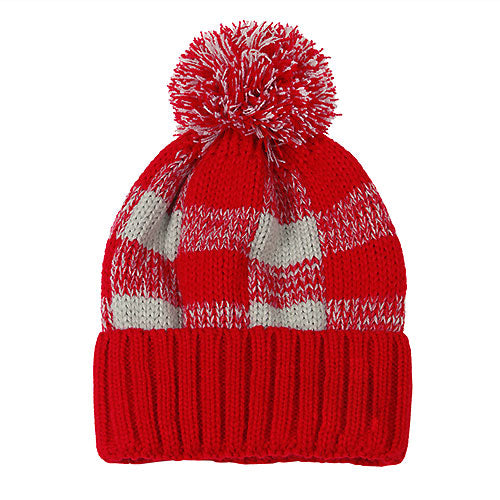 BUFFALO CHECK POMPOM BEANIE