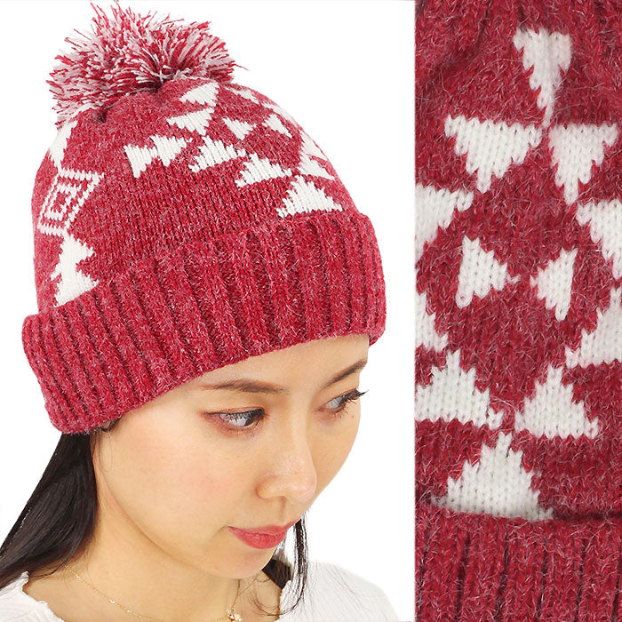 WESTERN KNIT BEANIE W/POMPOM