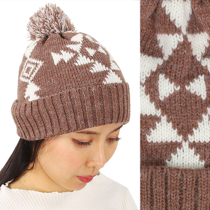 WESTERN KNIT BEANIE W/POMPOM