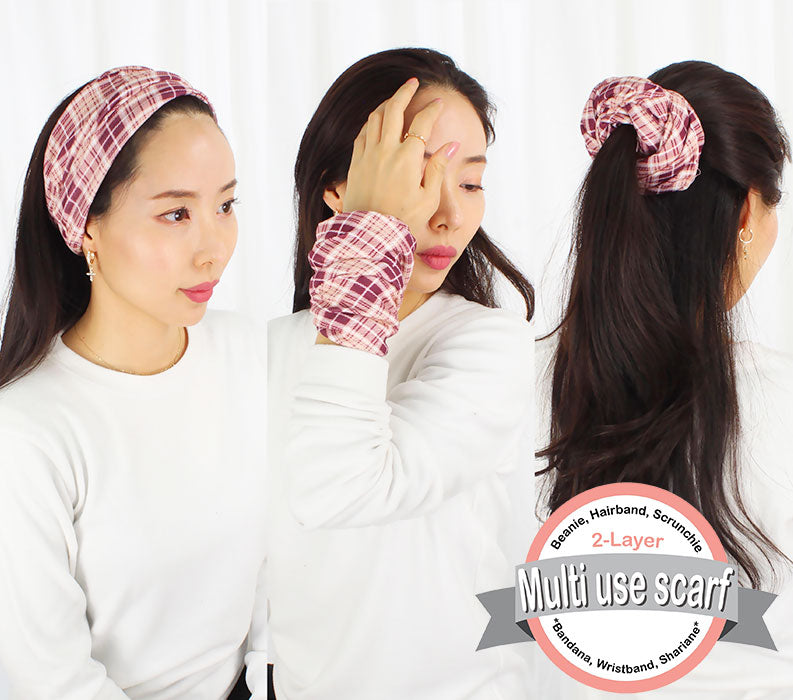 2-LAYER PLAID MULTI-USE HEADWRAP