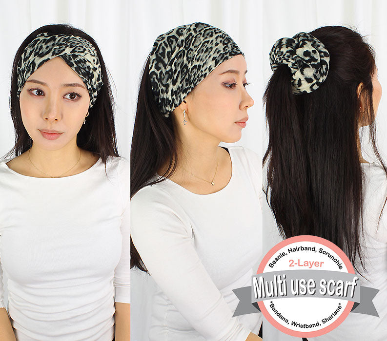 DOUBLE  LEOPARD MULTI-USE HEADWRAP