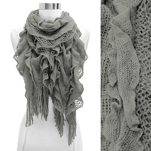 RUFFLE KNIT ELASTIC OBLONG SCARF