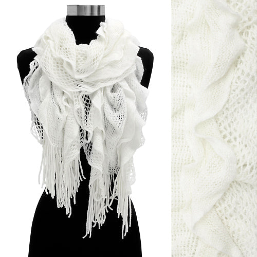 RUFFLE KNIT ELASTIC OBLONG SCARF