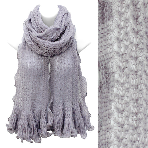 MOHAIR RUFFLE EDGED LONG LACE OBLONG SCARF