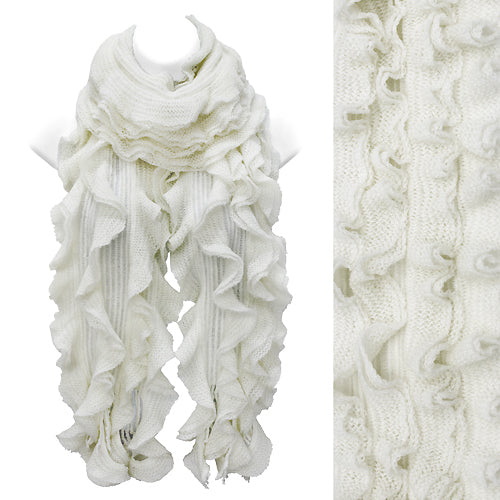 5 ROW RUFFLE KNIT OBLONG SCARF