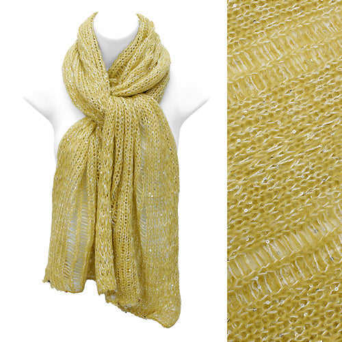 SEQUIN BEAD ACCENTED KNIT OBLONG SCARF