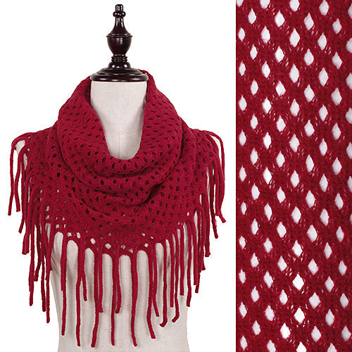 SOLID MINI TUBE SCARF WITH FRINGE