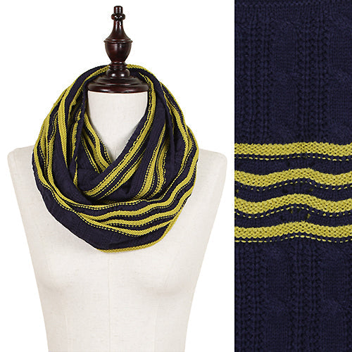 STRIPE KNITTED INFINITY SCARF