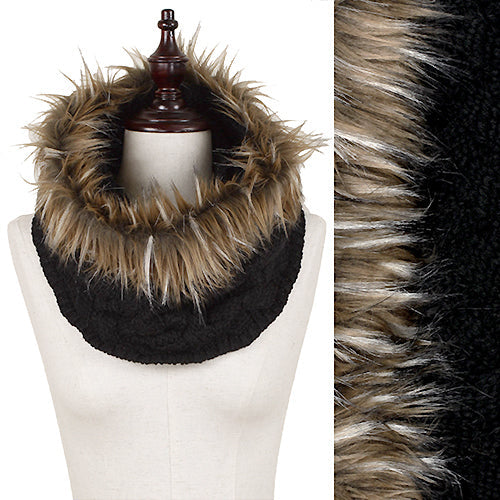 TUBE SCARF WITH FAUX FUR