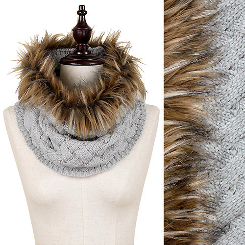 TUBE SCARF WITH FAUX FUR