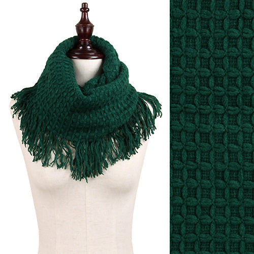 WAFFLE KNIT TASSEL TUBE SCARF