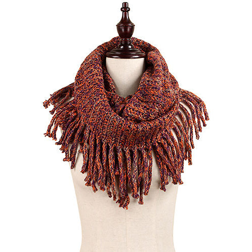 MULTI COLOR KNIT TASSEL INFINTY SCARF