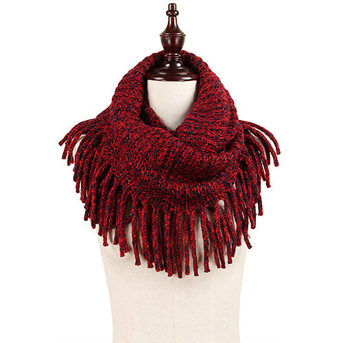 MULTI COLOR KNIT TASSEL INFINTY SCARF