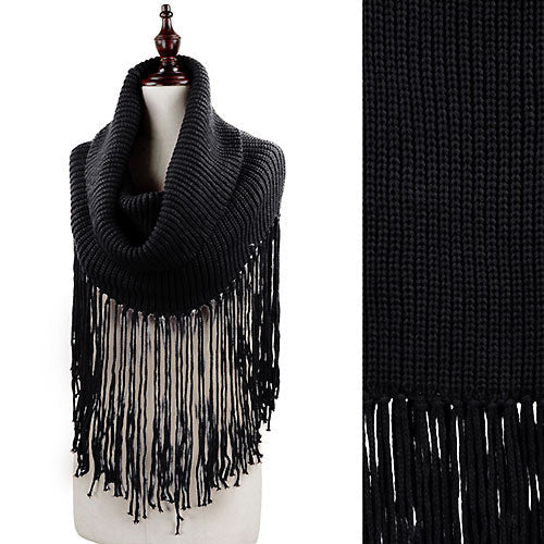 LONG FRINGE ACCENTED TUBE SCARF