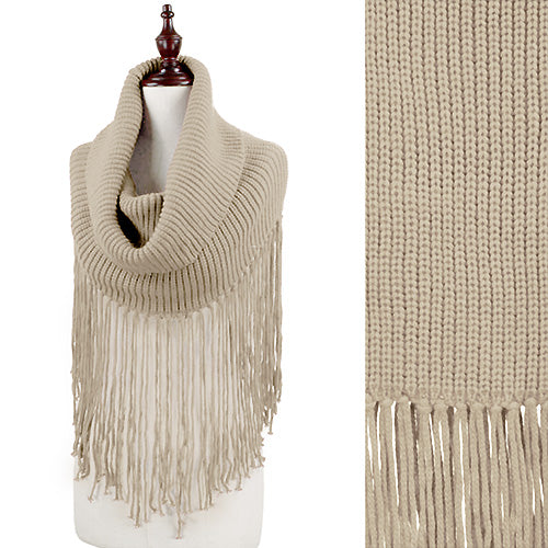 LONG FRINGE ACCENTED TUBE SCARF