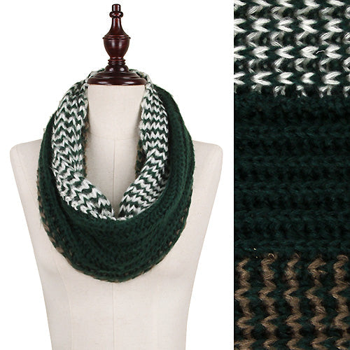 THREE TONE KNIT TUBE SCARF