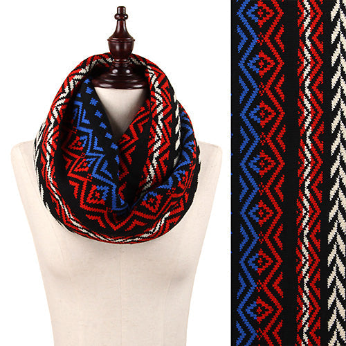 TRIBAL PATTERN KNIT INFINITY SCARF