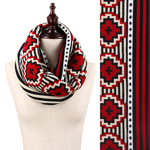 TRIBAL PATTERN KNIT INFINITY SCARF