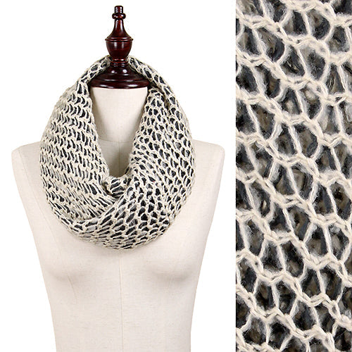 TWISTED 2-TONE NET KNIT TUBE SCARF