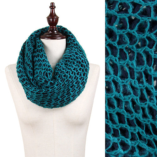 TWISTED 2-TONE NET KNIT TUBE SCARF