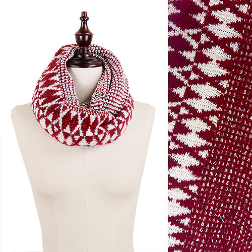 DIAMOND PATTERN KNIT INFINITY SCARF