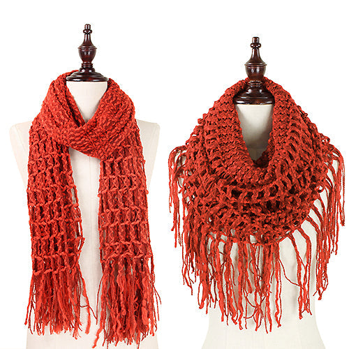 NET KNIT TUBE OBLONG SCARF