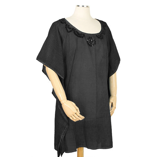 OVAL BEADS NECKLINE KAFTAN PONCHO