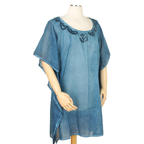 OVAL BEADS NECKLINE KAFTAN PONCHO