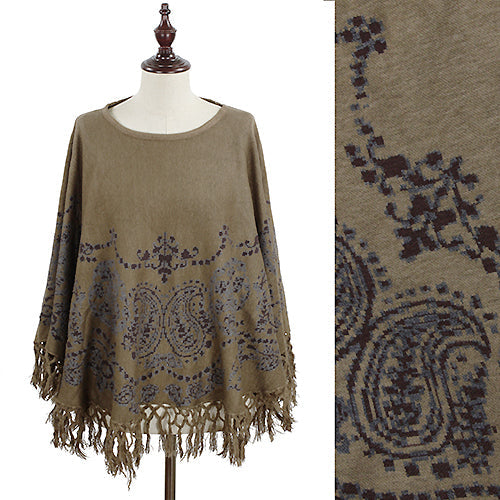 PAISLEY KNIT ROUND PONCHO