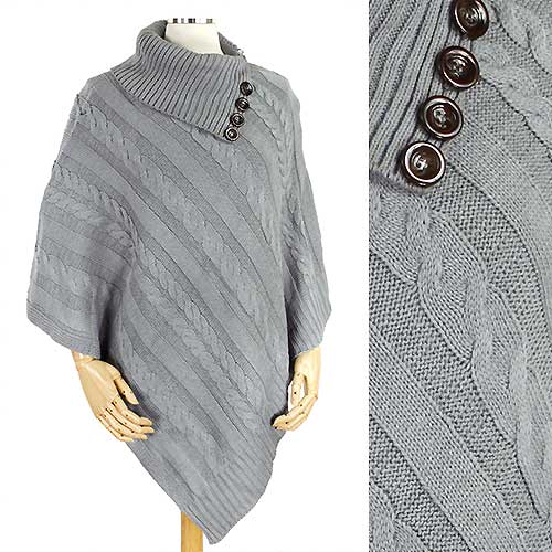 KNITTED PONCHO WITH BUTTONS