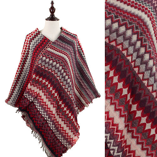 ABSTRACT CHEVRON PATTERN PONCHO